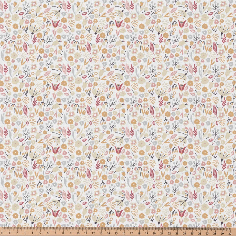 Printed Cotton ALICE White / Wheat